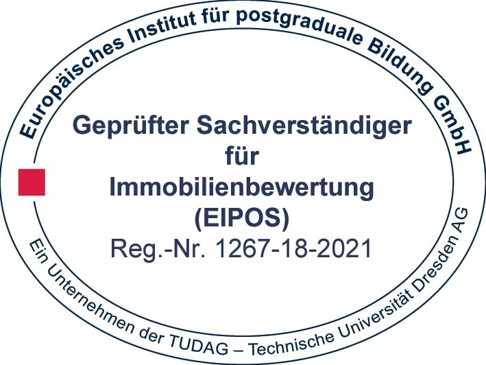 EIPOS – Geprüfter Sachverständiger für Immobilienbewertung, Reg.-Nr. 1267-18-2021